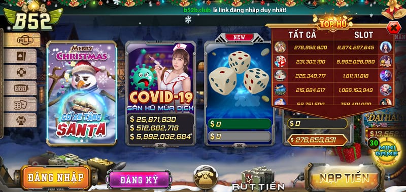 Đồ họa đẹp mắt trên website của B52 Club