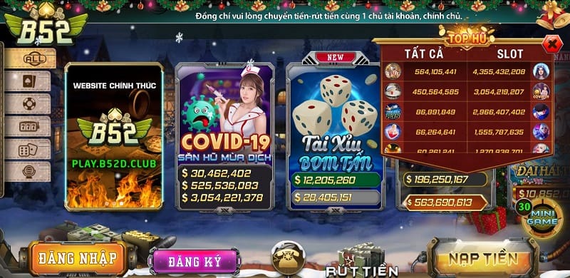 Cổng game B52 Club với đa dạng các game trong đó có Blackjack