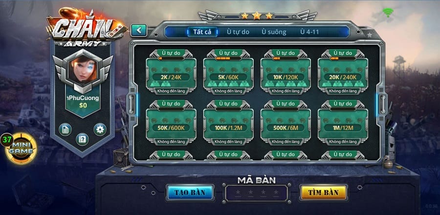 Giao diện game bài chắn tại B52 Club