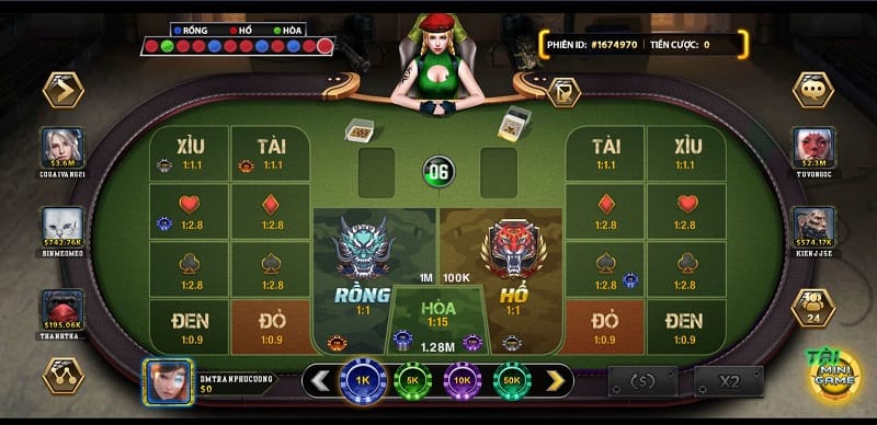Giao diện game Long Hổ tại B52 Club