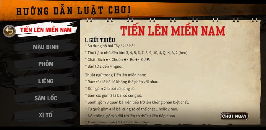 Luật chơi tiến lên miền Nam tại B52 Club