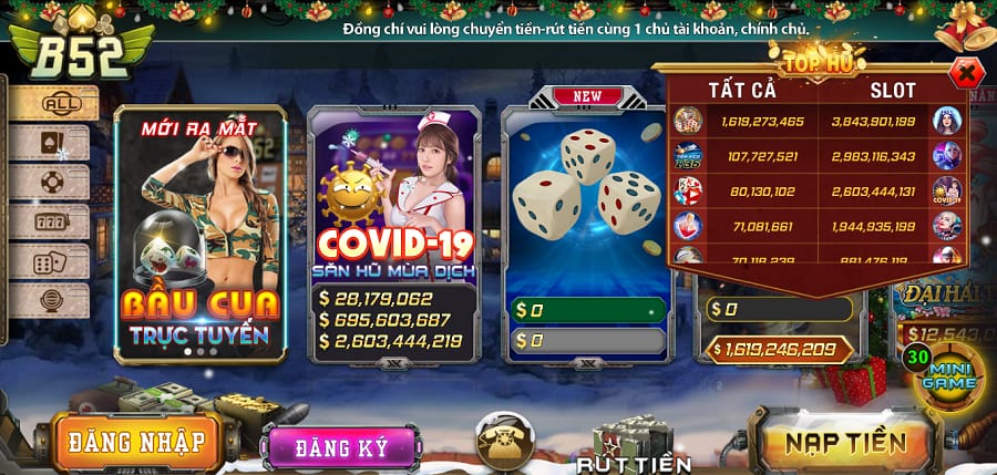 Trang chủ của cổng game B52 Club